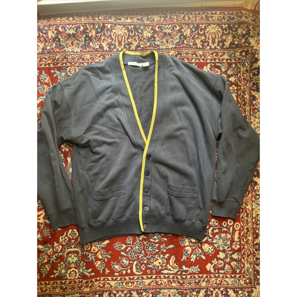 VTG 90s Claiborne Oversized Grandpa Cardigan Cobain L Campus School Michigan